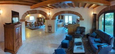 Vue d'ensemble sallon salle a manger cuisine